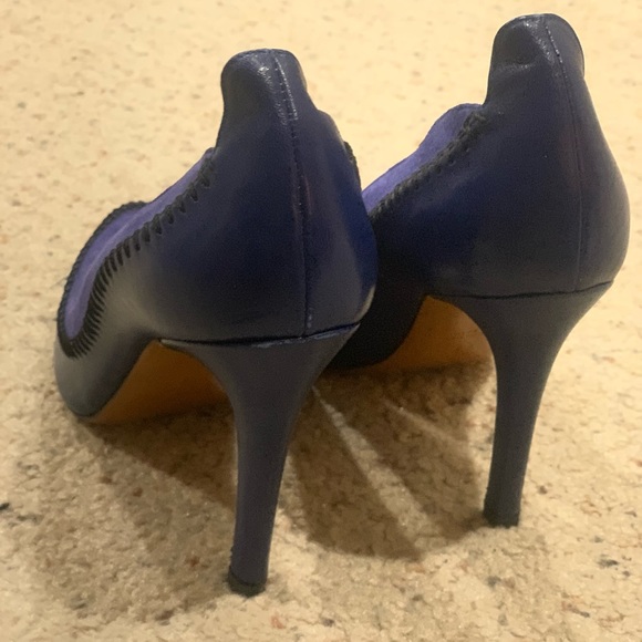 Suede and leather blue heels - Picture 5 of 5